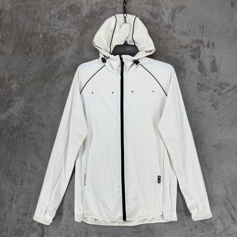 ASRV Tetra-Lite White Hooded Training Jacket Mens XS Full Zip Windbreaker